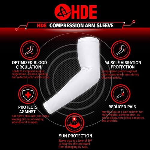HDE Arm Compression Sleeves for Kids Basketball Shooting Sleeve Youth Sports Cooling Sun Protection Football Baseball 1 Pair thumbnail 4