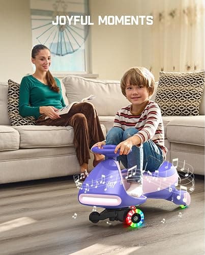 FanttikRide N7 Pro Electric Wiggle Car with Pedal, Rechargeable Battery, CyberWiggle, 2 in 1 Swing Car, 2 Speeds Max 4 Mph, Anti-Rollover, Flashing Wheels, Bluetooth, for Ages 3 and Up, 150 Lbs, Pink thumbnail 6