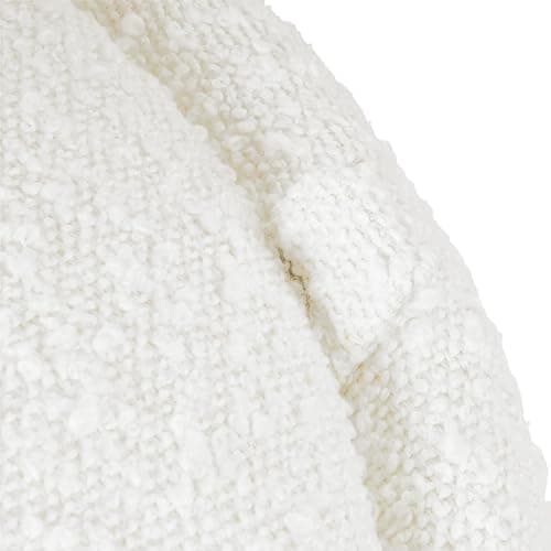 HomePop Storage Round Ottoman with Removable Lid |Homepop Home Décor|Upholstered Round Foot Rest Ottoman - Cream Boucle thumbnail 9
