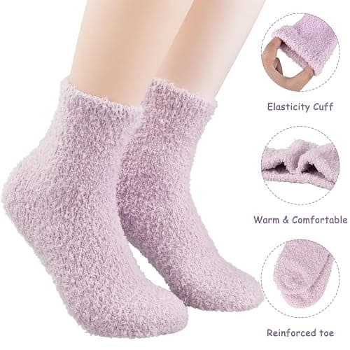 ORALER Fuzzy Socks Gifts for Women - Cozy Fluffy Winter Soft Warm Plush Slipper Socks - Christmas Stocking Stuffers for Women thumbnail 4
