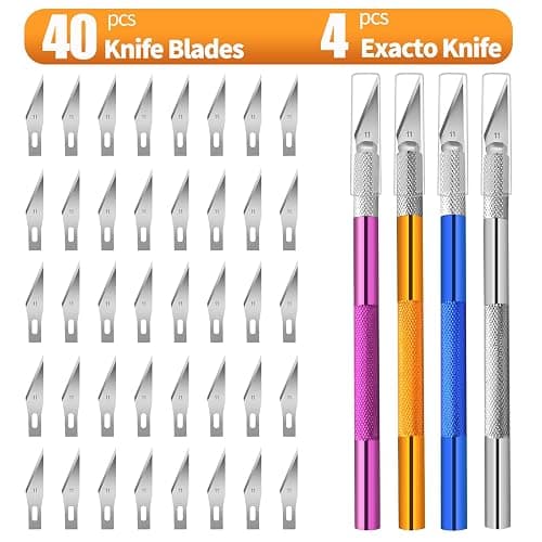 Viemior 4PCS Exacto Knife, Hobby Knife Craft Knifes with 40PCS Spare Exacto Knife Blades(#11), Profession Exacto Knives Precision Knife for Crafting, Arts, Modeling, Scrapbooking, Stencil thumbnail 3
