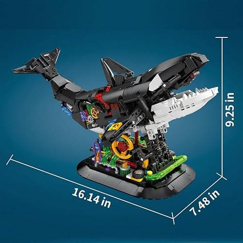 hhohio Mechanical Killer Whale Building Set, 1092 PCS Movable Ocean Animal Building Toys with Display Stand, Home Decor Gift for Adults Teens Kids Boys Ages 6+ thumbnail 3