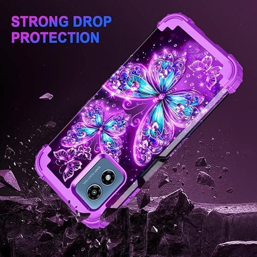 Casetego Compatible with Moto G 5G 2024 Case,Glow in The Dark Three Layer Heavy Duty Sturdy Shockproof Full Protection Rugged Hard PC+Soft TPU Bumper Case,All Purple thumbnail 4