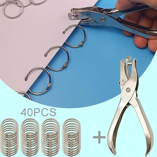 Vfrikor (40Pack) Book Rings 1 Inch Binder Rings with Metal Single Hole Punch.Nickel Plated Steel Paper Rings Metal Rings for Index Cards,Flash Card Rings,Silver thumbnail 2