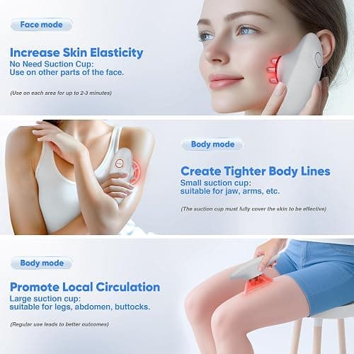 Ciyada 3-in-1 Body Sculpting Machine, 3-in-1 Electric Cellulite Massager-3 Modes Adjustable Body Sculpting Machine- Home Use Cupping Therapy Tool for Back, Belly, Waist, Arms, Legs - White thumbnail 6