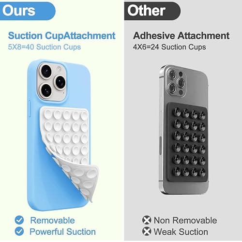 2 Pack Silicone Octo Cup Buddy Sticky Grip Holder for Cellphone, Silicone Suction Cup Phone Case Mount Double Sided, Hands-Free Phone Accessories Strong Grip Holder for Selfie and Video (Dark White) thumbnail 3