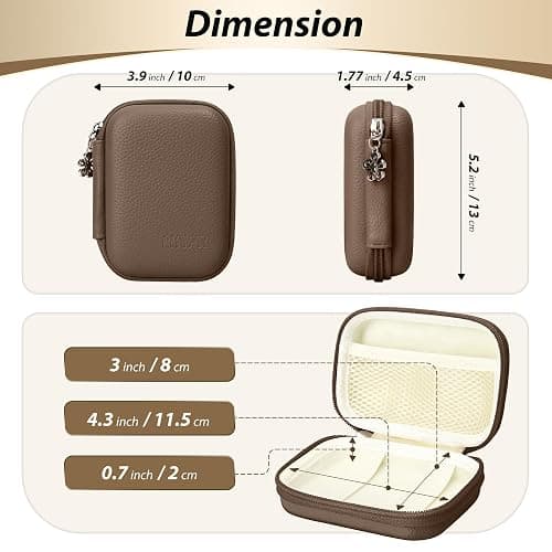 Linpr Digital Camera Case for CAMKORY, KODAK PIXPRO FZ45/FZ55, Canon IXUS 285 HS, Lecran, Small Travel Compact Camera Holder with Mesh Pocket for Accessories SD Card (Brown) thumbnail 2