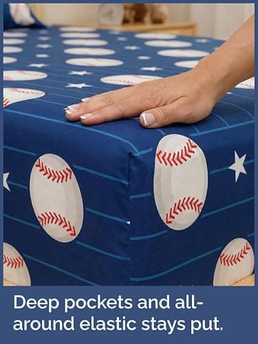 CGK Unlimited Kids Baseball Full 4 Piece Sheet Set - Boys, Girls, Teens, Toddler - Easy Fit Deep Pockets - Ultra Soft, Cooling & Breathable Sheets - Cute, Cozy, Fade & Wrinkle Free - Machine Washable thumbnail 6