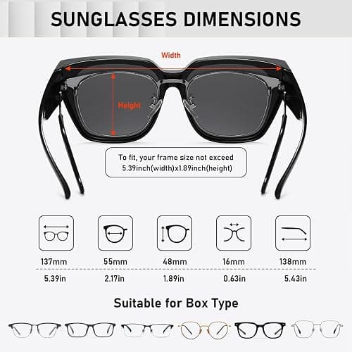HAOLOTA Polarized Fit Over Glasses Sunglasses for Women Men Trendy Square Wrap Around Shades UV Protection thumbnail 4