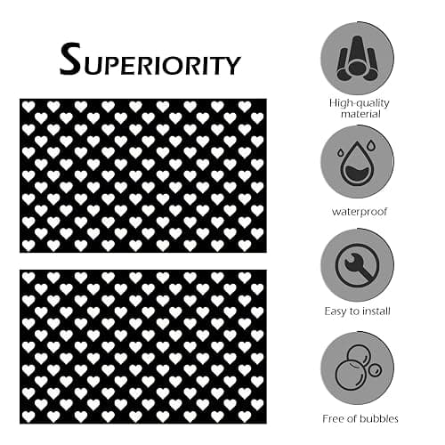 Bawkars 2 PCS Car Heart Rear Tail Light Stickers, 18.9" L x 11.81" Waterproof Heart Pattern Taillight Stickers, Self-Adhesive PVC Cute Decorative Decals, Universal for Most Cars (Black) thumbnail 3