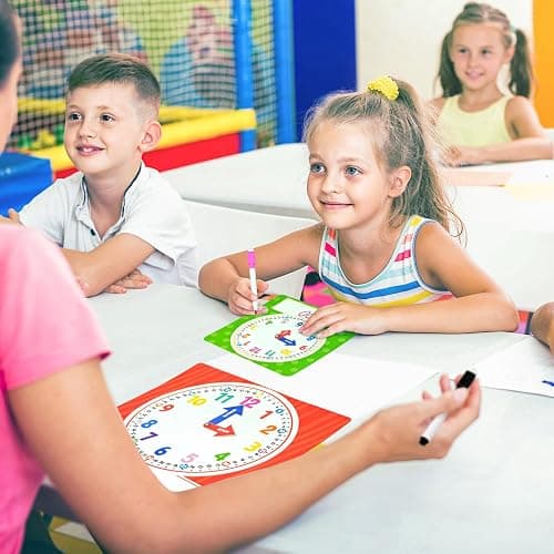 Cinrobiye 25 Pcs Classroom Teaching Clock Set,Learning Clocks,Learning Time with Laminated Dry-Erase Teaching Aids for Home Classroom Teacher Back to School Supplies thumbnail 7