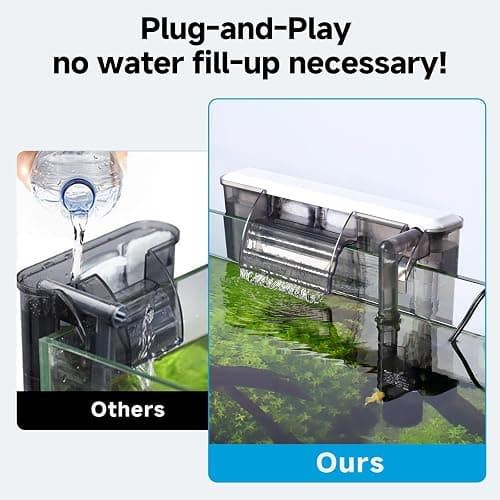 AQQA Quiet 30-50 Gallon Fish Tank Filters - Auto Start Hang on Back Aquarium Filter, Adjustable Flow, Deodorization Decontamination Filter System AQ168 (8W 200GPH) thumbnail 3