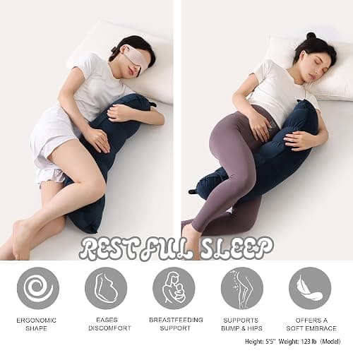 Ailuteie Peallow(Pat. Pend) – Long Round Body Pillow for Adults, Bolster Pillow for Sleeping, Soft and Supportive Pillow for Sleeping & Lumbar Support (Teal Blue, 29.5") thumbnail 4