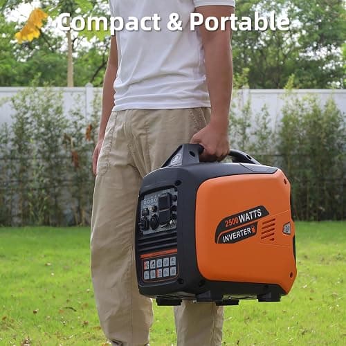 Oxseryn Portable Inverter Generator 2500W Gas Powered, Long Runtime Gas Generators for Home Use, Camping, Super Quiet Emergency Home Backup, with CO Sensor, EPA Compliant thumbnail 2