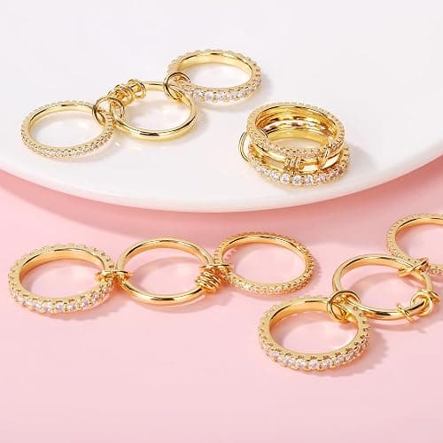 AIPULIDUO Gold Stackable Rings for Women Non Tarnish, 18K Gold Plated CZ Cubic Zirconia Rings, Golden Rings Set, Multi-Link Connected Rings thumbnail 8