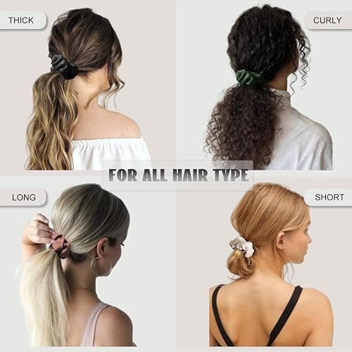 IVARYSS Scrunchies for Hair Sleep, Premium Satin Soft Than Silk for Women Curly Hair, Cute Bands Ties for Girls Thin | Thick Hair Styling, 12 Pack, Black thumbnail 3