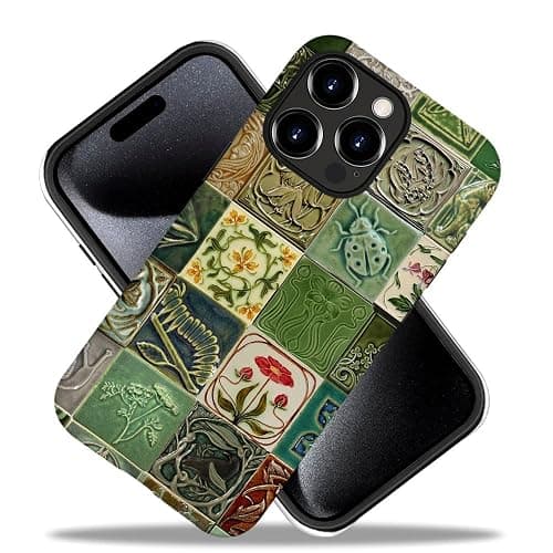 Piodaidy Compatible with iPhone 16 Pro Max,Durable & Shockproof Phone Case Cover Design - Collage Tiles Vines Snails Nature thumbnail 2