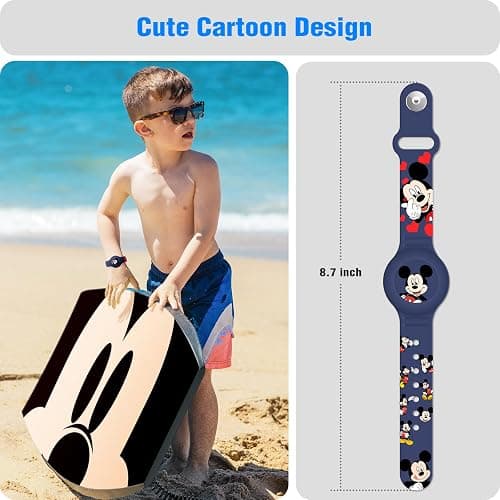 Waterproof AirTag Bracelet for Kids, Cut Cartoon Air Tag Holder for Kids with Full Coverage Hidden Design, Silicone Airtag Wristband for Child - Blue thumbnail 2