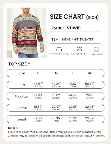 VDWIP Mens Knit Sweater Grandpa Vintage Knitted Sweaters Oversized Striped Spring Pullover Casual Long Sleeve Pullovers thumbnail 4