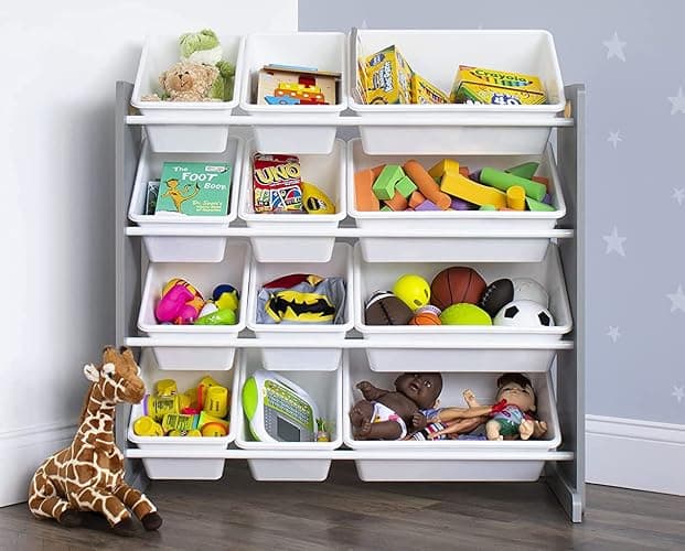 Lennox Furniture Toys Storage Organizer 12 bin in Grey - Image 1