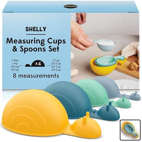 OTOTO Measuring Spoons Set - Teaspoons for Dry & Liquid Ingredients, BPA-free & Dishwasher Safe, Funny Gifts, Baking Accessories, Unique Kitchen Gadgets (Shelly) - Image 1