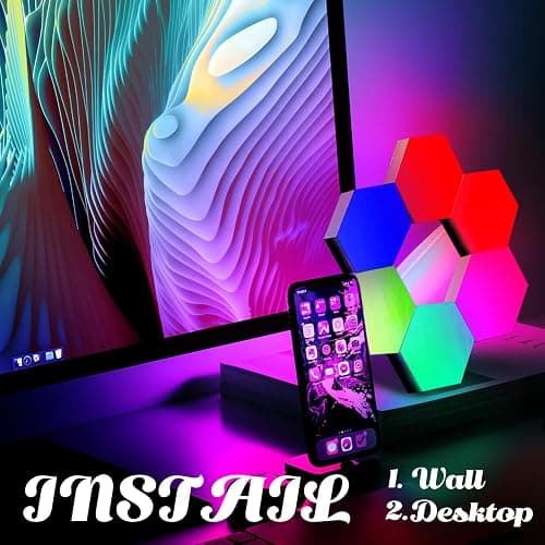 ODISTAR Hexagon Wall Light Panels (8 Pack)- Smart APP RGB Hexagonal LED Modular Lights with Remote Control,Music Sync Features for Gaming Rooms,Living Rooms, Bedrooms, DIY Enthusiasts and Gift Options thumbnail 5