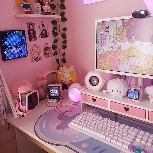 CONKAWACA Cute Monitor Stand Kawaii Desk Organizer Cute Desk Organizer with Drawers Monitor Riser Computer Stand thumbnail 6