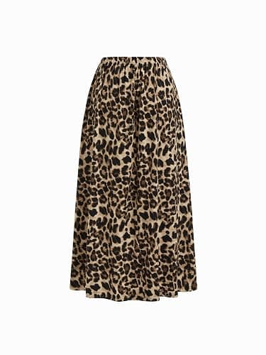 CIDER Leopard Print Maxi Skirt Women's Trendy Casual Elastic Waist Skirt 2026 Summer Skirt thumbnail 5