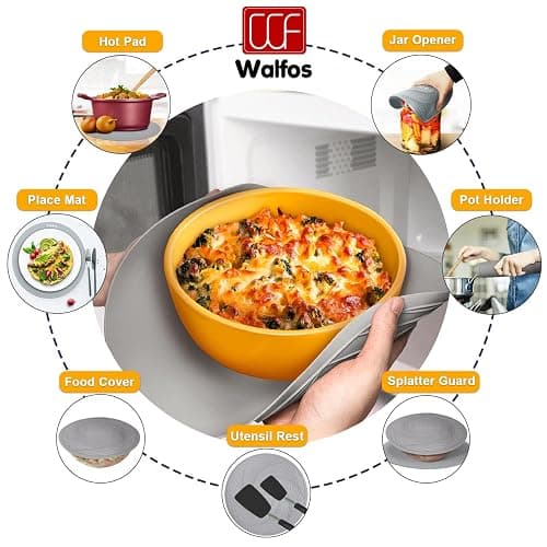 Walfos Silicone Microwave Mat & Lid Set, Heat Resistant Multi-Purpose Trivet Mat and Seal Lids, Non-Slip and BPA Free, Perfect for Oven and Hot Pan thumbnail 5
