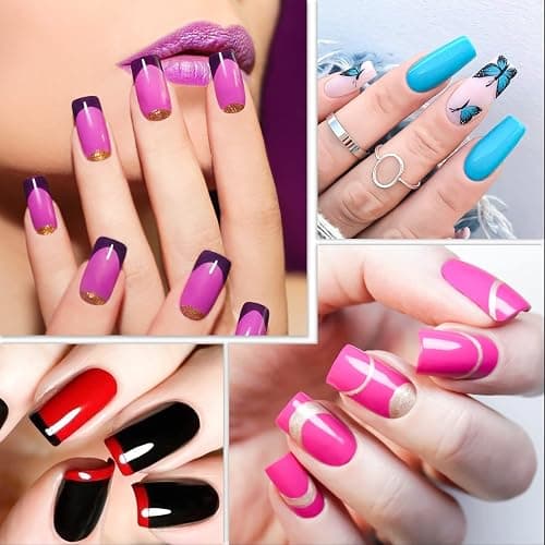krofaue 500PCS Half Cover False Nails Tips - Acrylic Nail Tips 10 Sizes Lady French Style Acrylic Artificial Tip Manicure with Box for Nail Tips Art Salons and Home DIY thumbnail 7