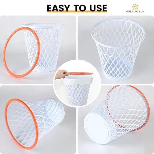 2 PCS Basketball Trash Can,Wastebasket,Basketball gift,4.5 Gallon,Size11"x11"x12"Basketball Hoop,Basketball Holder display,Garbage Can,Basketball Net Waste Basket for Office,Bedroom,Gym,Sport party thumbnail 3