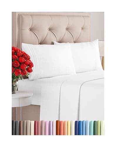 Full Size 4 Piece Sheet Set - Comfy Breathable & Cooling Bed Sheets Set - Hotel Luxury Bedding for Women, Men, Kids, Teens, Boys & Girls - Deep Pockets, Ultra-Soft and Wrinkle Free - Oeko-Tex - White - Image 1
