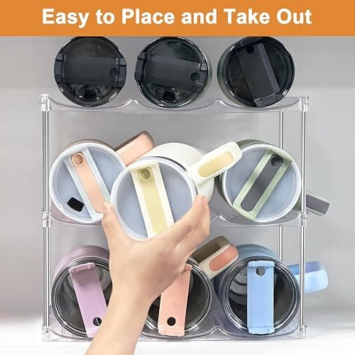 Water Bottle Organizer for Stanley 40 oz Tumbler - Stackable Water Bottle Holder for Cabinet Pantry Kitchen Organizers and Storage for Stanley Cup Holder Accessories, Tumbler Organizer Storage Rack thumbnail 8