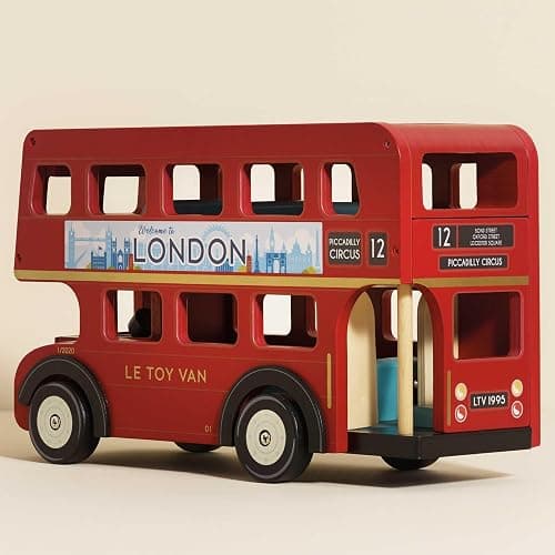 Le Toy Van - Cars & Construction - London Double Decker Bus - Wooden Bus - Role Play Toy - Suitable for Girls & Boys Age 3+ - Red thumbnail 5