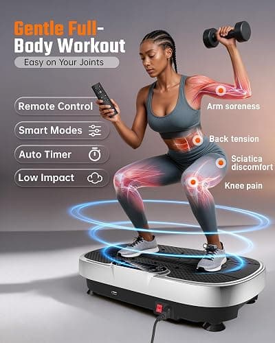 Renoj Vibration Plate Exercise Machine, 3D Whole Body Vibration Platform for Lymphatic Drainage and Muscle Recovery, 455-lb Capacity Fitness Machine with Bluetooth Speaker and LED Display for Home Gym thumbnail 5