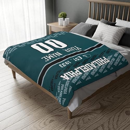 ANTKING Philadelphia Throw Blanket Custom Name and Number Blanket for Men Women Boy Gifts thumbnail 2