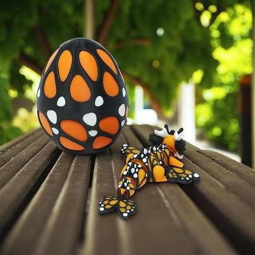 Articulated Monarch Butterfly Dragon Figurine + Egg – Vibrant Orange Winged Fantasy Display Set with Smooth Joints, Ideal for Desk Decoration, Collector Gift, and Sensory Enthusiasts thumbnail 6