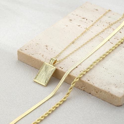 Layered Gold Silver Necklaces for Women, Stackable Stack 14K Real Gold Plated Silver Chain Necklace Diamond Circle CZ Layering Pendant Necklaces Trendy Gold Jewelry Set Gifts thumbnail 4