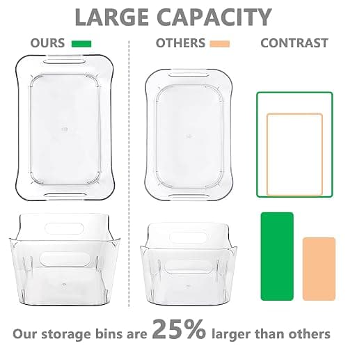 Tiawudi 12 Pack Plastic Storage Bins, Multi-Use Organizer Bins, Pantry Organizer, Clear Storage Containers for Home, Kitchen, Office, Cabinet, Shelf and Fridge Organization thumbnail 4
