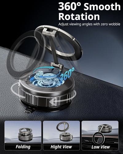UBeesize 2025 Upgraded 360° Magsafe Vacuum Magnetic Car Phone Holder [108+LBS Strongest Suction&3000gf Dual-Lock Nano Gel] Dashboard & Windshield Mount, Compatible with iPhone 16/15/14/13&Other Phones thumbnail 6