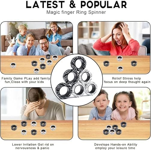 Cevioce 6 PCS Magnetic Rings Fidget Toys Set for Teens,ADHD Anxiety Magnetic Finger Spinner for Adults and Kids,Coolest Magnet Stress Relief Toy for 8 9 10 11 12+ Year Old Boys Girls thumbnail 4