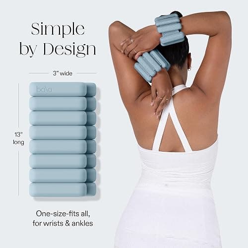 Bala Bangles Wrist & Ankle Weights for Women & Men - Adjustable Weighted Bands - Soft Silicone Arm & Leg Weights for Pilates, Yoga, Walking, Barre, Home Workout & Strength Training Exercise thumbnail 4