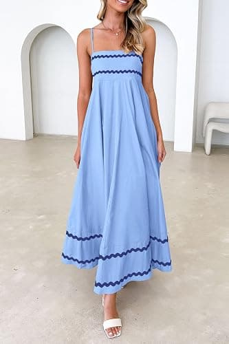 PRETTYGARDEN Women's 2026 Summer Flowy Maxi Dress Casual Sleeveless Spaghetti Strap Ruffle Beach Long Dresses thumbnail 5