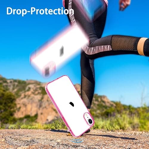 JJGoo Compatiable with iPhone XR Case Clear, Transparent Shockproof Phone Case, Slim Anti-Scratch Hard PC Back Protective Cover Bumper, Transparent Pink thumbnail 4
