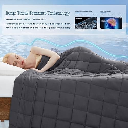 Topcee Weighted Blanket (20lbs 60"x80" Queen Size) for Adult All-Season Summer Fall Winter Cooling Breathable Heavy Microfiber Material with Glass Beads Big Blanket Soft Thick Comfort thumbnail 7
