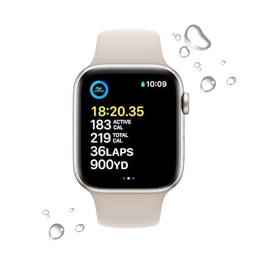 Apple Watch SE (2nd Gen) (GPS, 44mm) - Starlight Aluminum Case with Starlight Sport Band, S/M (Renewed) thumbnail 4