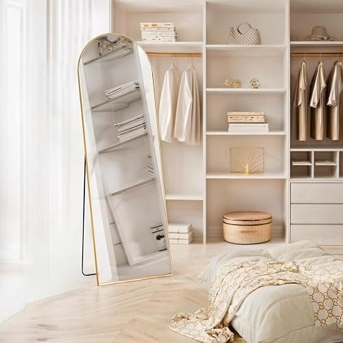 Arched Mirror Full Length, 16"x59" Body Wall Mirrors with Shatter-Proof Glass, Floor Standing, Hanging or Leaning, Tall Arch Mirror with Stand Aluminum Alloy Frame for Bedroom Cloakroom thumbnail 3