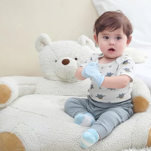 Ruliby Baby Hats Mittens and Socks Set Cotton Newborn Hat Beanie Soft Infant Girls Boys Caps Gloves 0-6 month thumbnail 3