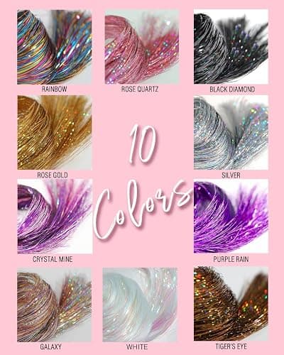 6 Pcs Clip in Hair Tinsle Kit, 19.6 Inch Heat Resistant Glitter Tinsel Hair Extension Clips, Fairy Sparkle Strands Festival Gift Party Dazzle Hair Accessories for Women Girls Kids (GALAXY) thumbnail 5