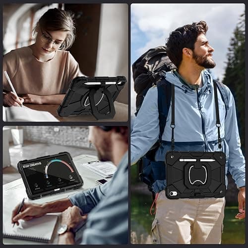 Auizotl Case for iPad (A16) 11th/10th Generation 2025/2022,360° Rotating Stand iPad Case 10th Generation with Screen Protector Pencil Holder,Heavy Duty Shockproof i Pad 11.0/10.9 Inch Cover,Black thumbnail 6